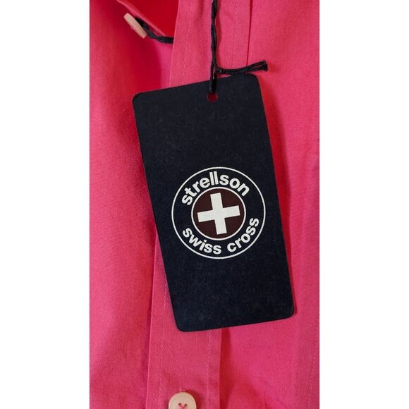 NWT Strellson Swiss Cross Men Shirt Pink Cotton Button Down Long Sleeve Size XL - Picture 10 of 12